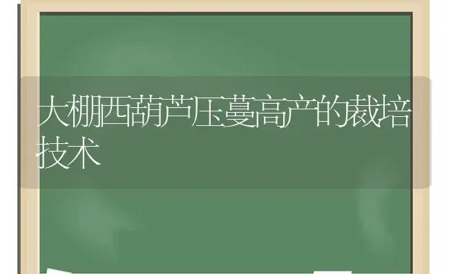 大棚西葫芦压蔓高产的裁培技术 | 植物科普