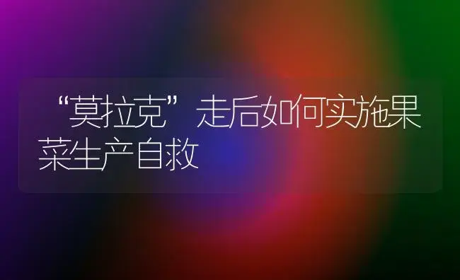 “莫拉克”走后如何实施果菜生产自救 | 植物百科