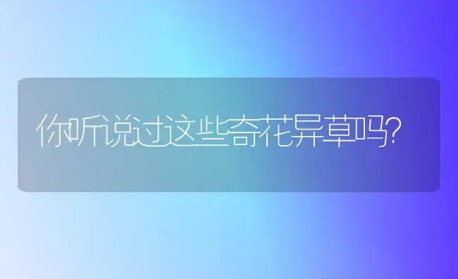 你听说过这些奇花异草吗？ | 植物科普