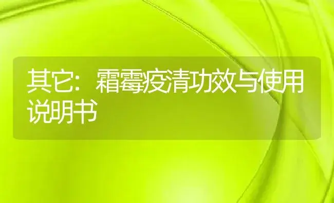 其它：霜霉疫清 | 适用防治对象及农作物使用方法说明书 | 植物资料