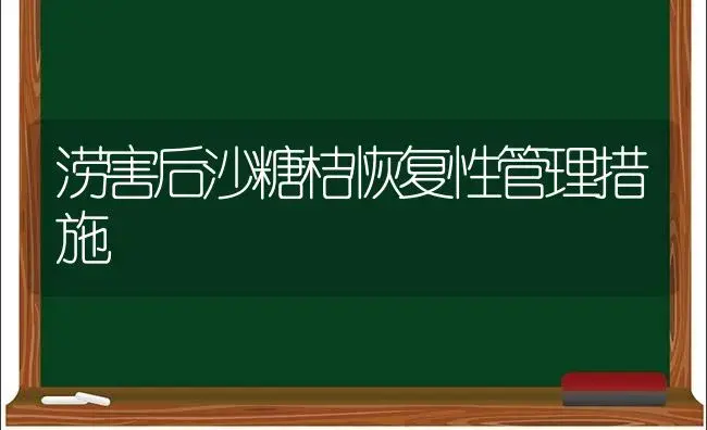 涝害后沙糖桔恢复性管理措施 | 植物科普