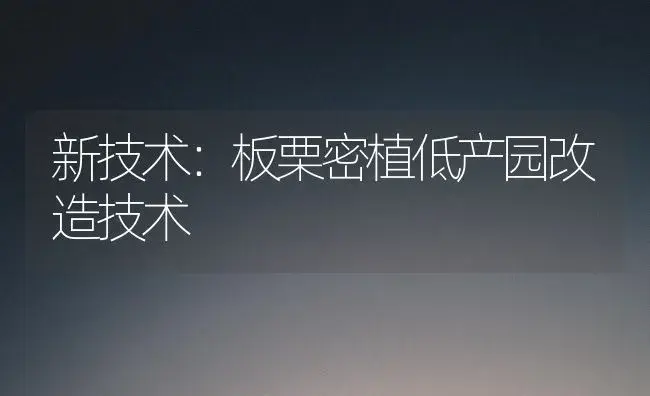 新技术：板栗密植低产园改造技术 | 植物科普