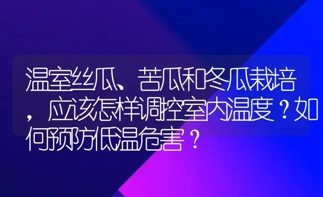 温室丝瓜、苦瓜和冬瓜栽培，应该怎样调控室内温度？如何预防低温危害？ | 植物百科