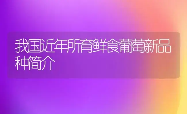 我国近年所育鲜食葡萄新品种简介 | 植物科普