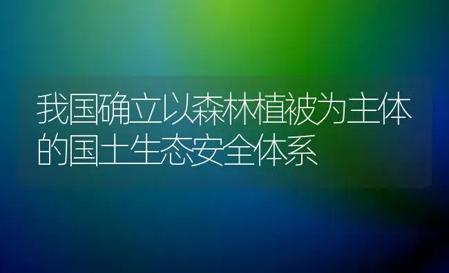 我国确立以森林植被为主体的国土生态安全体系 | 植物科普