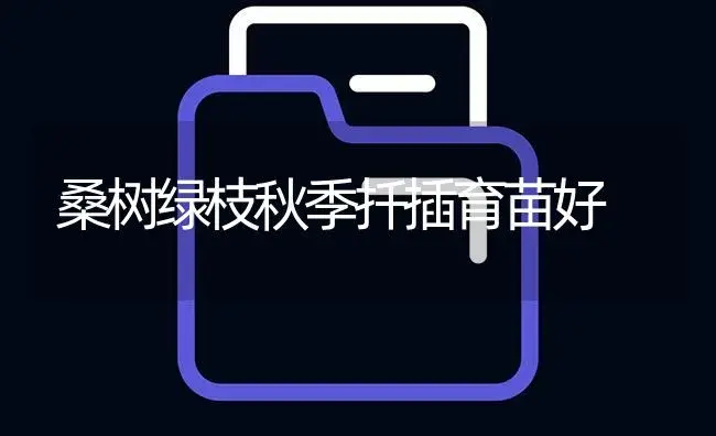 桑树绿枝秋季扦插育苗好 | 植物知识