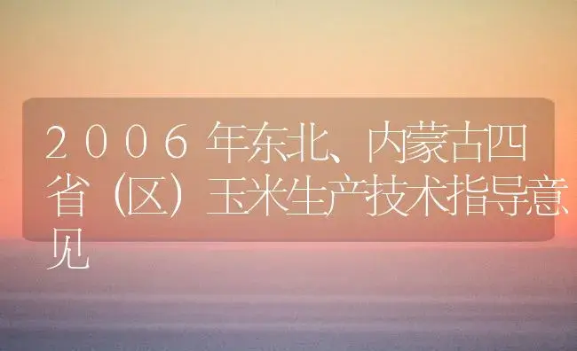 2006年东北、内蒙古四省（区）玉米生产技术指导意见 | 植物科普