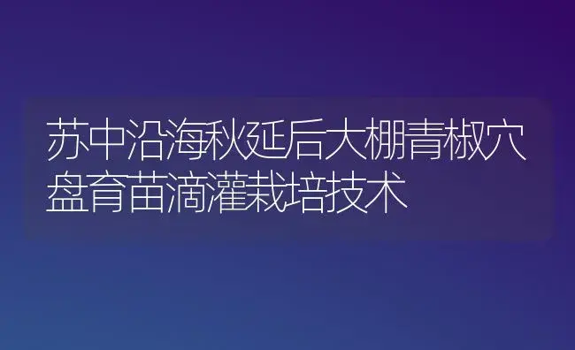 苏中沿海秋延后大棚青椒穴盘育苗滴灌栽培技术 | 植物百科