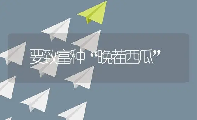  要致富种“晚茬西瓜” | 植物资料