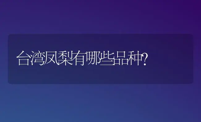 台湾凤梨有哪些品种？ | 植物问答