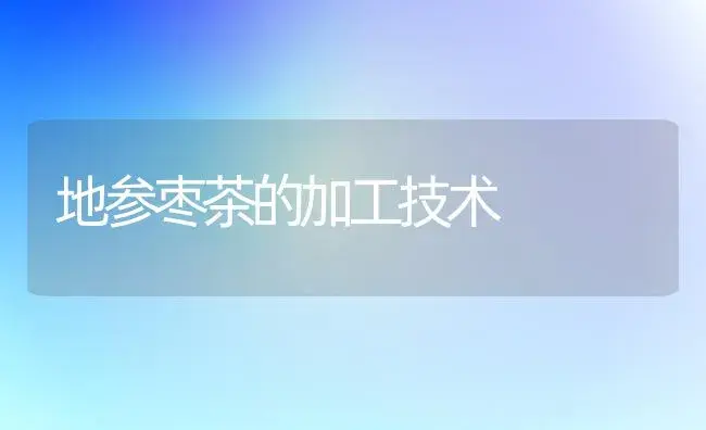 地参枣茶的加工技术 | 植物百科