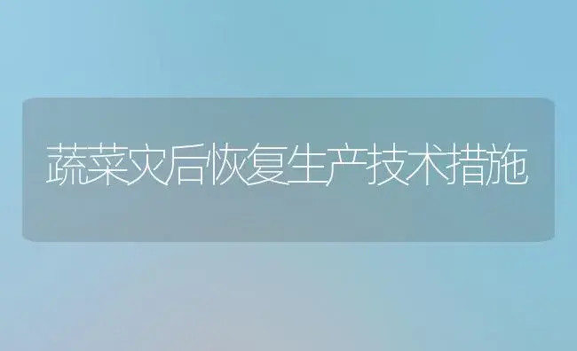 蔬菜灾后恢复生产技术措施 | 植物百科
