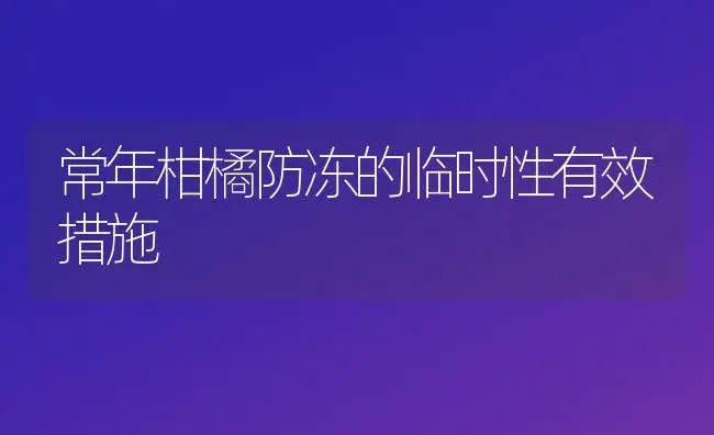 常年柑橘防冻的临时性有效措施 | 植物百科