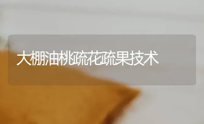 大棚油桃疏花疏果技术 | 植物科普