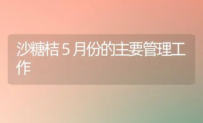 沙糖桔５月份的主要管理工作 | 植物科普