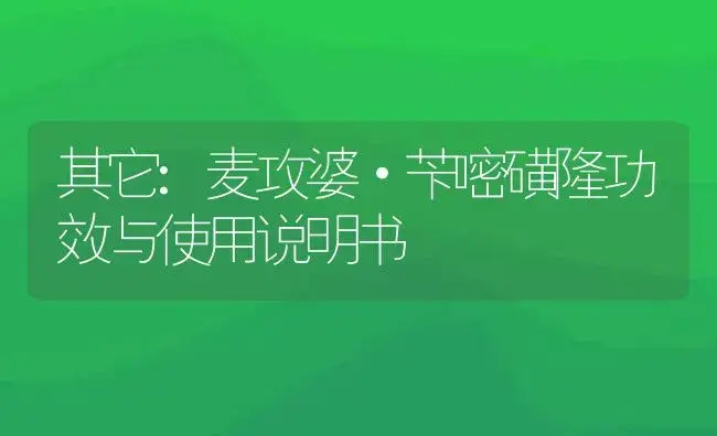 其它：麦攻婆·苄嘧磺隆 | 适用防治对象及农作物使用方法说明书 | 植物资料