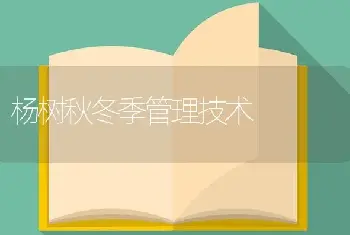 杨树秋冬季管理技术