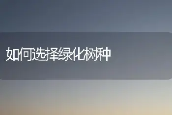 如何选择绿化树种