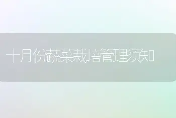 十月份蔬菜栽培管理须知