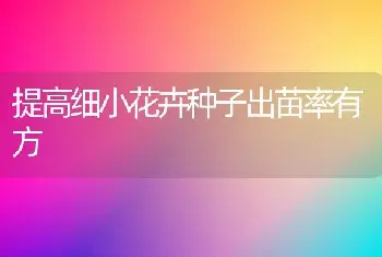 提高细小花卉种子出苗率有方