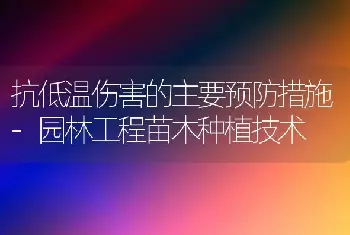 抗低温伤害的主要预防措施-园林工程苗木种植技术