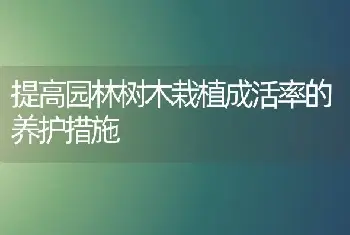 提高园林树木栽植成活率的养护措施