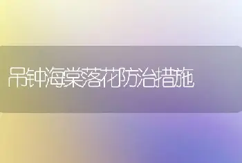 吊钟海棠落花防治措施