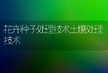 花卉种子处理技术土壤处理技术