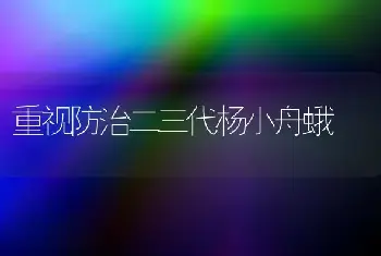 重视防治二三代杨小舟蛾