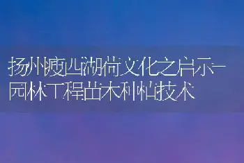 扬州瘦西湖荷文化之启示-园林工程苗木种植技术