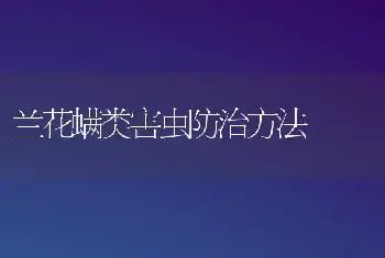 兰花螨类害虫防治方法