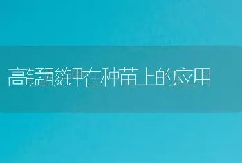 高锰酸钾在种苗上的应用