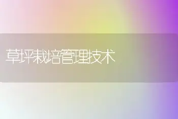 草坪栽培管理技术