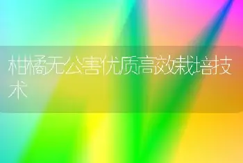 柑橘无公害优质高效栽培技术